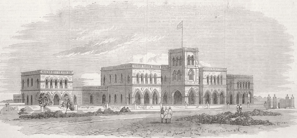 INDIA. Rajkoomar College, Kattywar, Western India 1871 old antique print