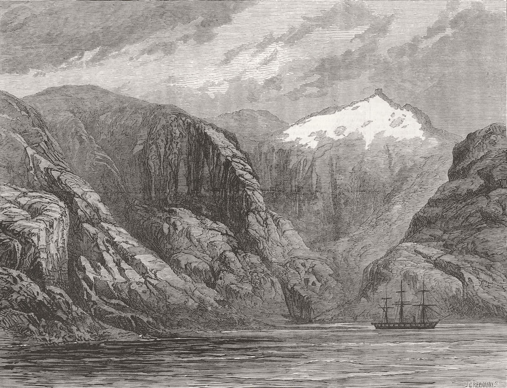 CHILE. Challenger, Desolation Island, Magellan Strait 1876 old antique print