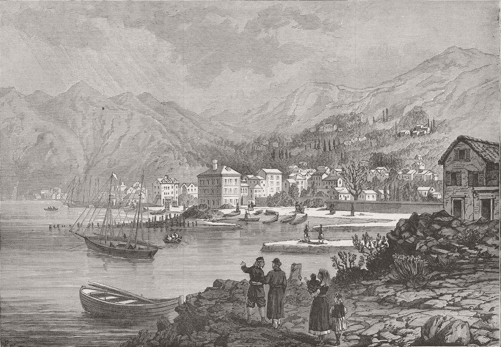 MONTENEGRO. Montenegrin-Ottoman War. Risan, Dalmatia 1876 old antique print