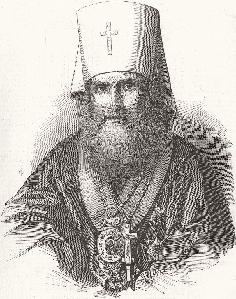 RUSSIA. Philarete, Archbishop of Moscow 1856 old antique vintage print picture