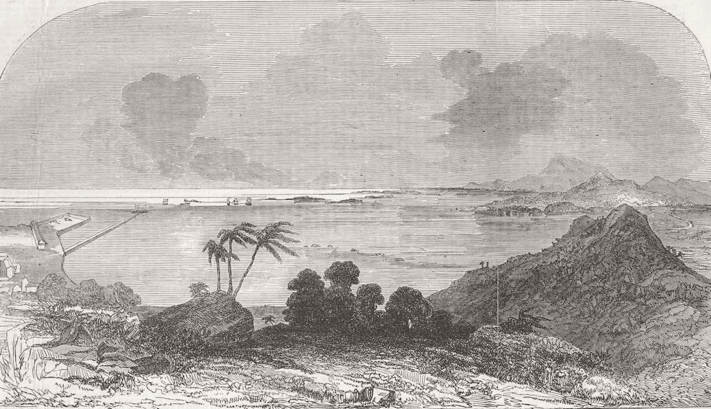 PANAMA. Panama Canal. Bay and Harbour of Panama 1852 old antique print picture