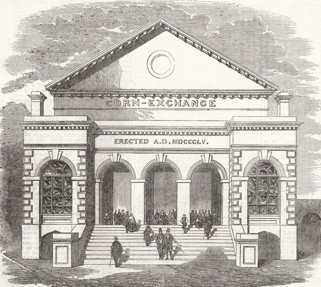 MASSACHUSETTS. The Corn-Exchange, Boston 1856 old antique print picture