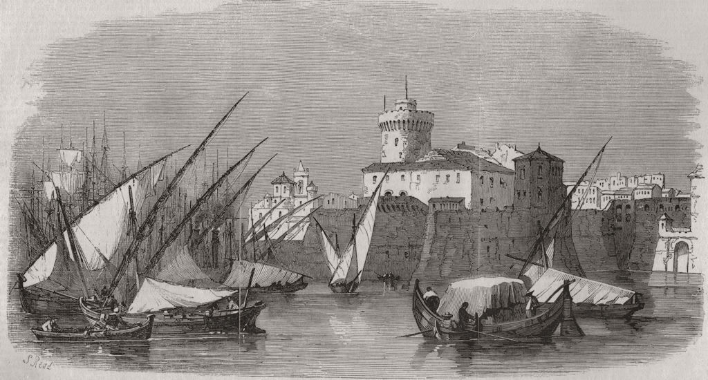 ITALY. The Port of Leghorn(Livorno) 1858 old antique vintage print picture