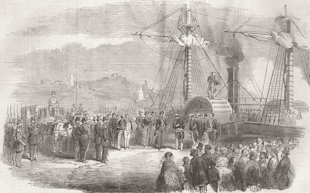 Associate Product FRANCE. boarding of Marshal St Arnaud, Marseilles 1854 old antique print