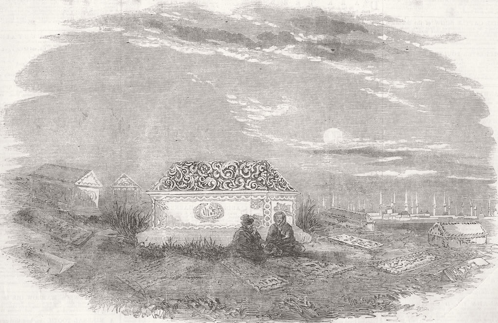 Associate Product TURKEY. Crimean War. Armenian Cemetery, nr Istanbul 1856 old antique print