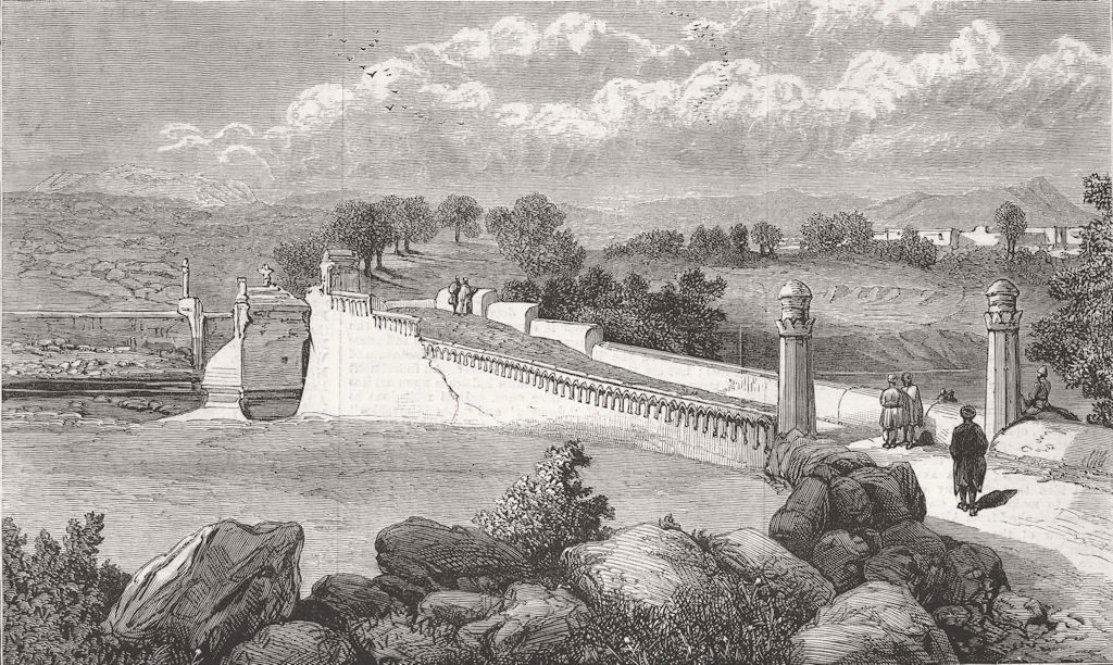 AFGHANISTAN. Bridge over Murkhi Kheyl, Suffaid Sung 1879 old antique print