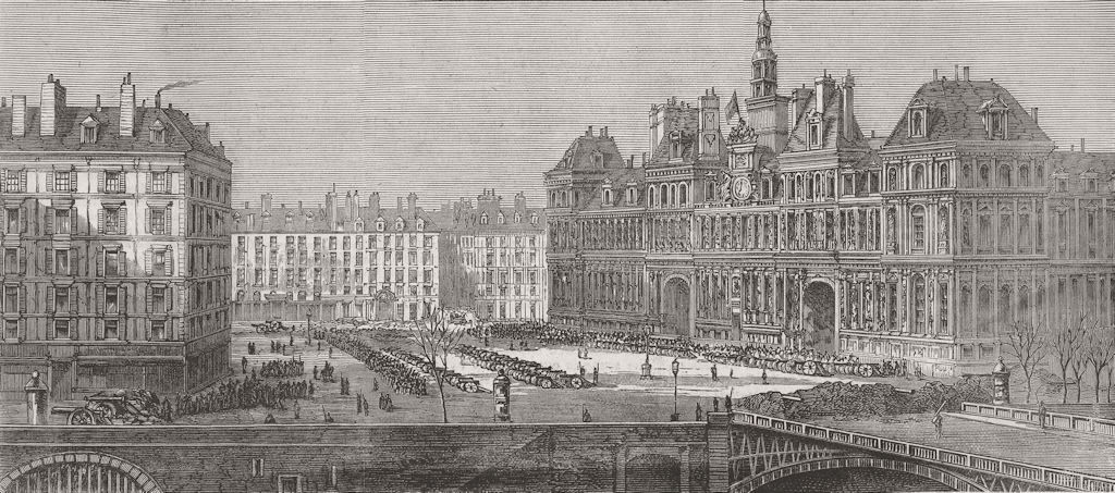 PARIS COMMUNE. Rebel Barricade at Hotel de Ville 1871 old antique print