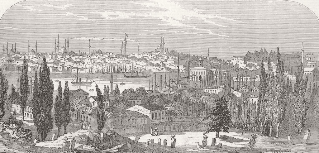 Associate Product TURKEY. Part of Istanbul, and The Golden Horn 1849 antique print picture