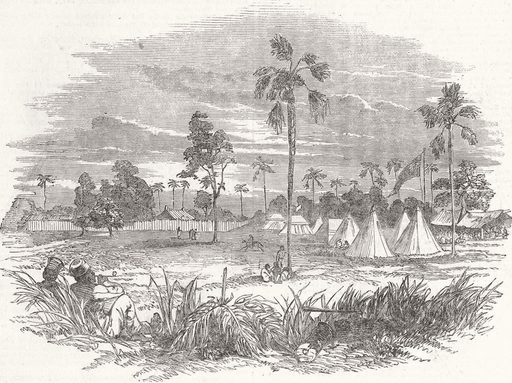GAMBIA. Encampment of Jaswong 1851 old antique vintage print picture