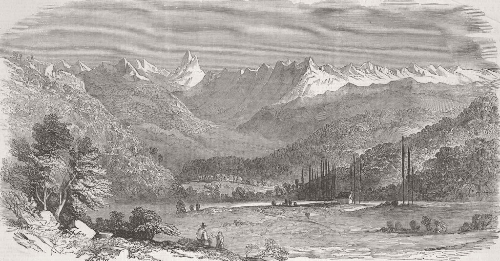 FRANCE. The Valley of Gan near Pau 1850 old antique vintage print picture