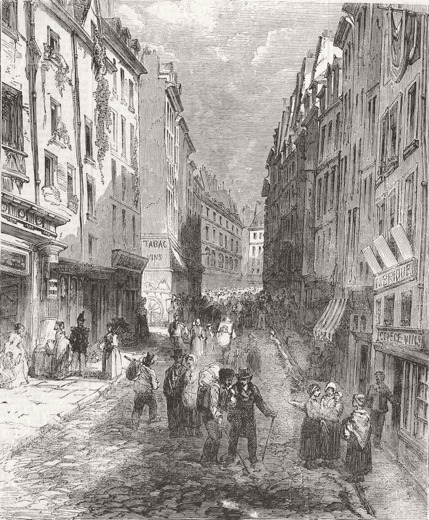 FRANCE. Paris Demolition-Rue Montagne Ste Genevieve 1858 old antique print