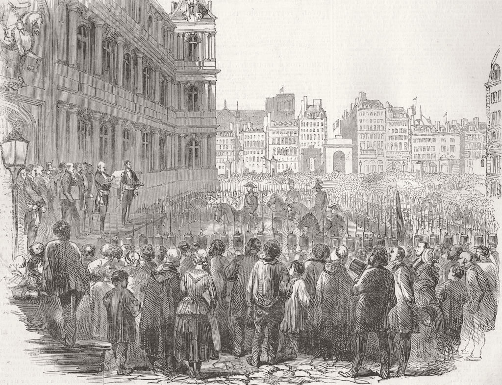 FRANCE. Declaring election, Hotel De Ville, Paris 1850 old antique print