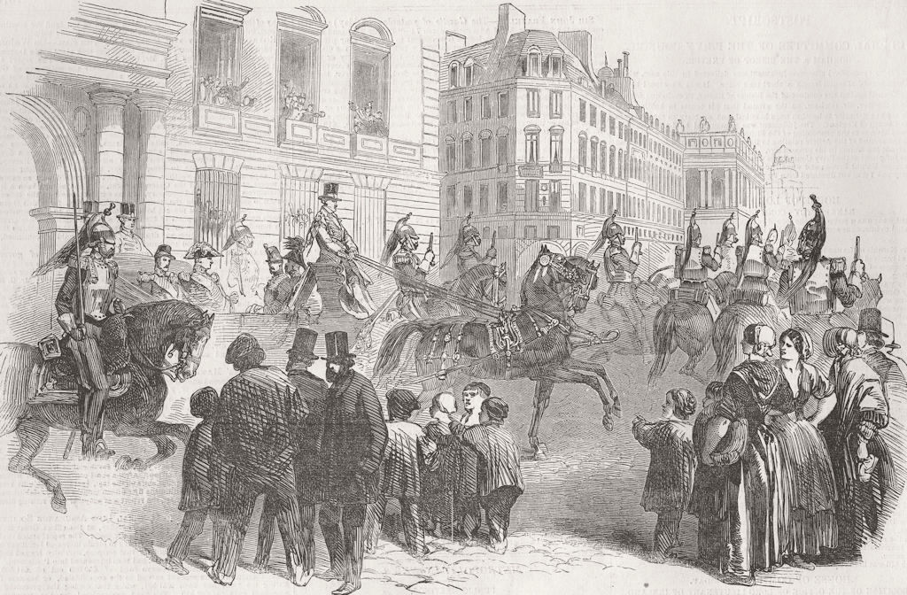 FRANCE. Louis Napoleon visiting Garrison of Paris 1850 old antique print