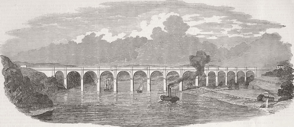 NEW YORK. The Croton Aqueduct-Harlem River Bridge 1850 old antique print