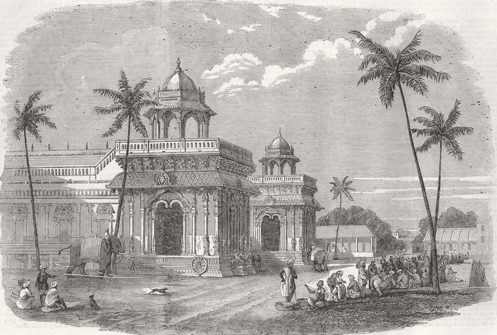 INDIA. Indian Mutiny. Palace of Thanjavur 1858 old antique print picture