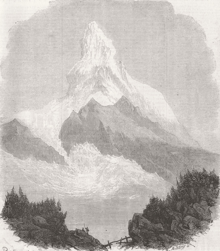 SWITZERLAND. The great Matterhorn 1856 old antique vintage print picture