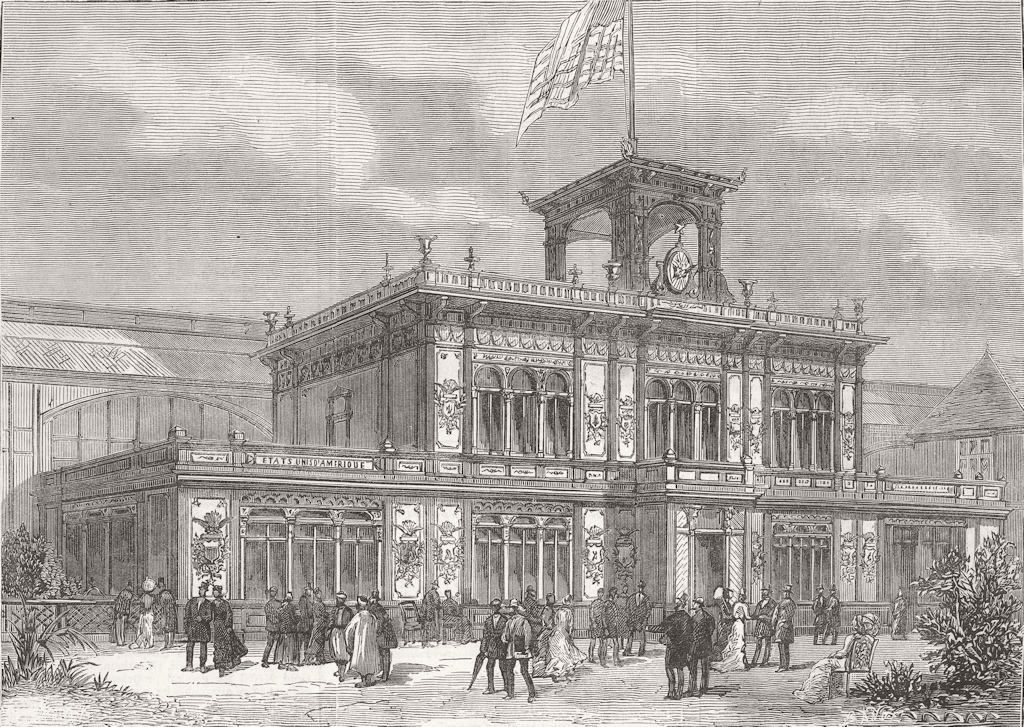 Associate Product FRANCE. Paris Expo. US Building, Champ De Mars 1878 old antique print picture