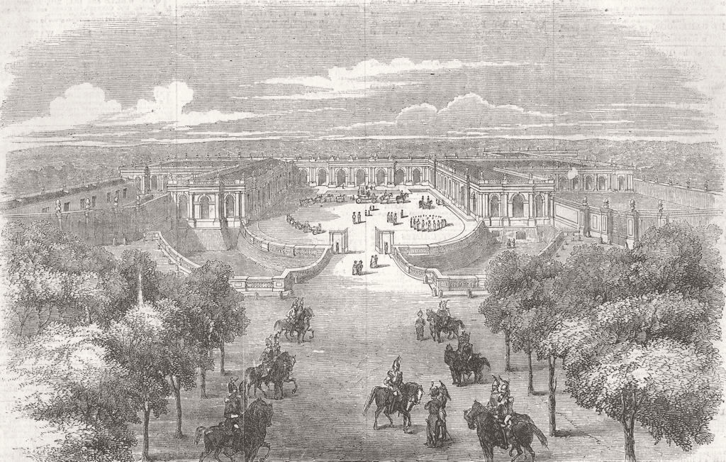 FRANCE. The Grand Trianon, at Versailles 1855 old antique print picture