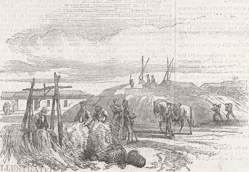 UKRAINE. Crimean War. Yevpatoria-French battery 1855 old antique print picture