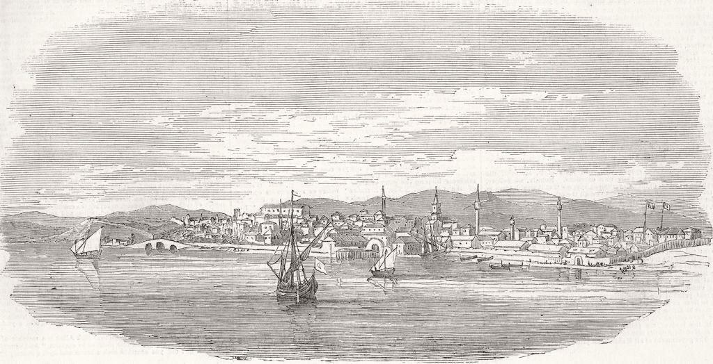 BULGARIA. Varna, on the Black sea 1853 old antique vintage print picture