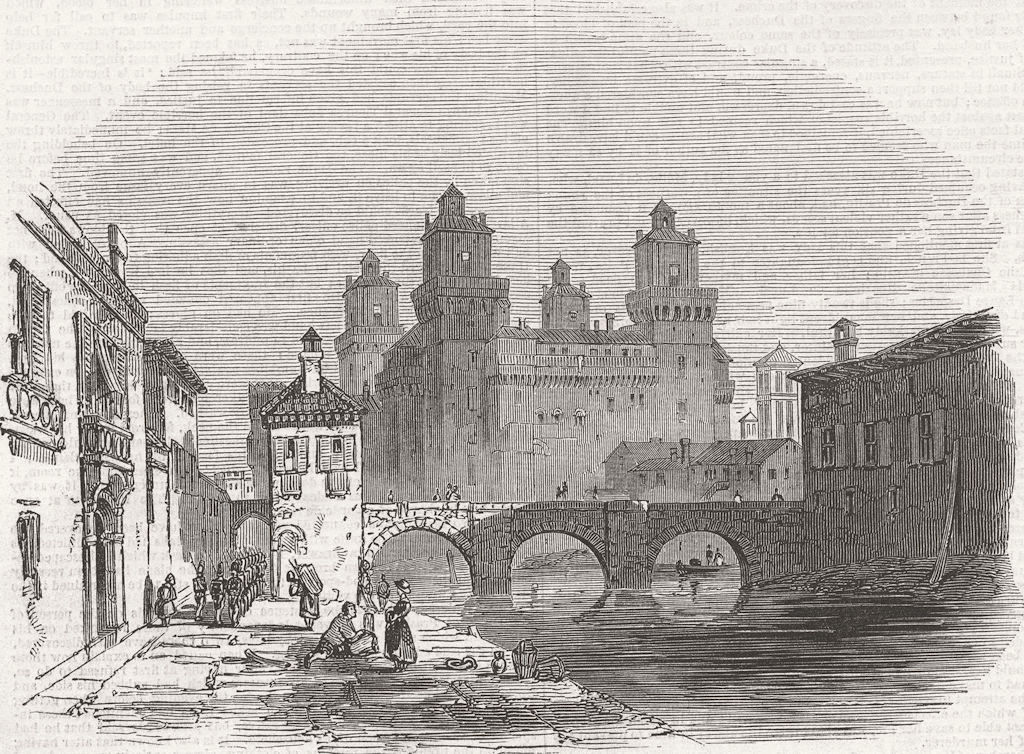 ITALY. Motu Proprio 1847. Ferrara-The Castle 1847 old antique print picture