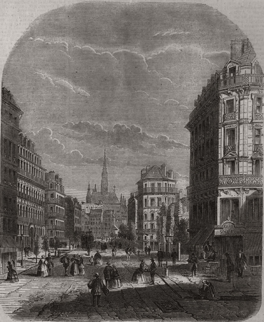 FRANCE. The Boulevard de Sevastopol, Paris 1859 old antique print picture