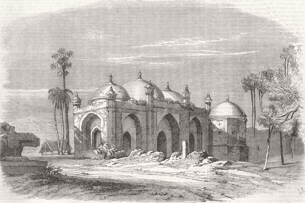 INDIA. Musjid remains, Palace of the Lion, Rajmahal 1857 old antique print