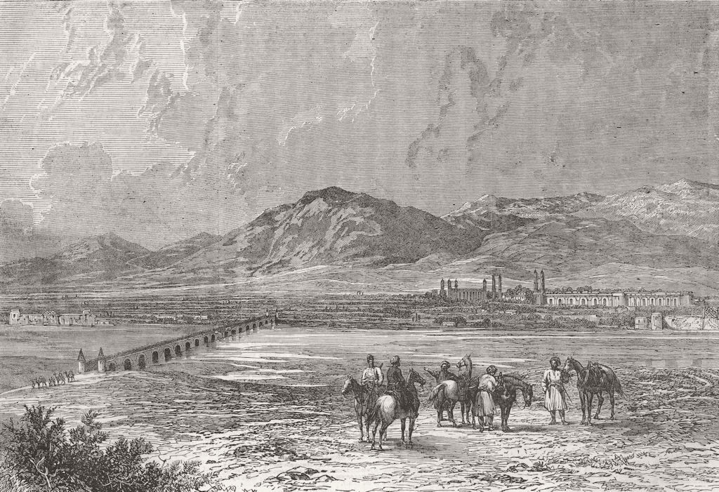 AFGHANISTAN. Bridge over River Herirood 1863 old antique vintage print picture