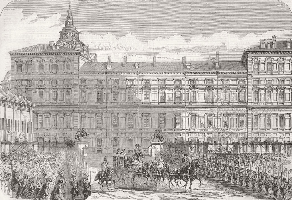 Associate Product ITALY. Second war of independence. King's Palace, Torino 1859 old print