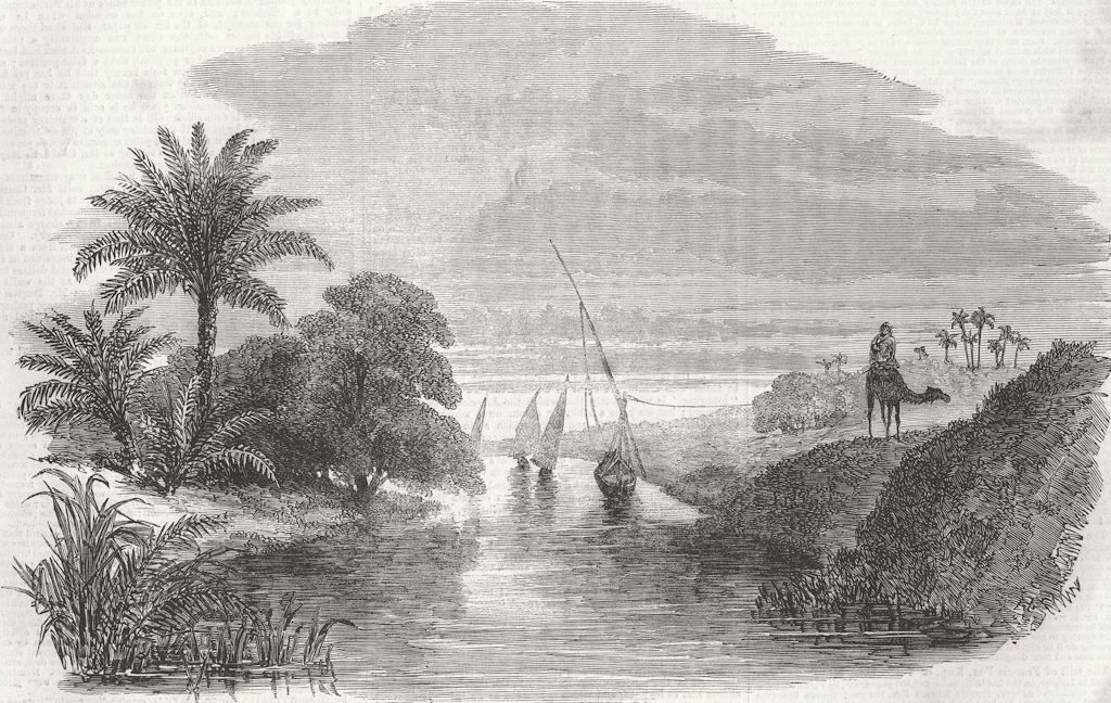 Associate Product EGYPT. Scene, Sweet-Water Canal, nr Tel-El-Kibeer 1863 old antique print