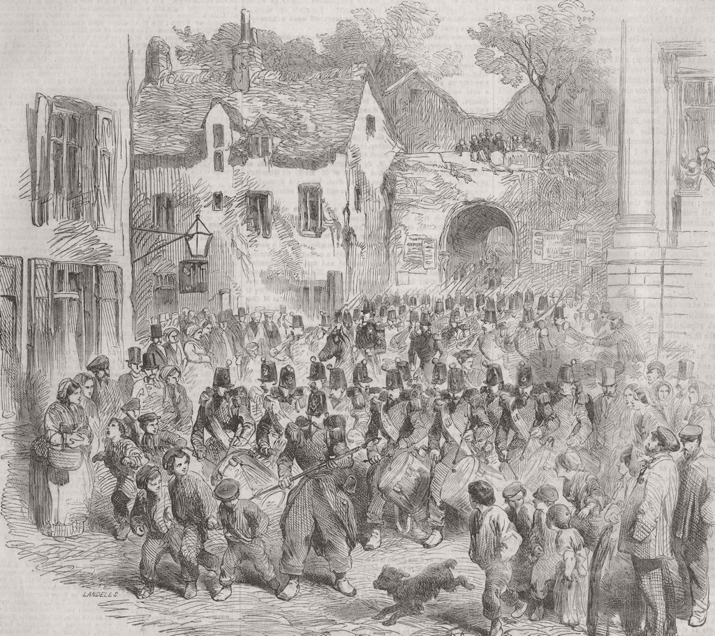 FRANCE. Troops at Porte Des Dunes, Boulogne 1854 old antique print picture