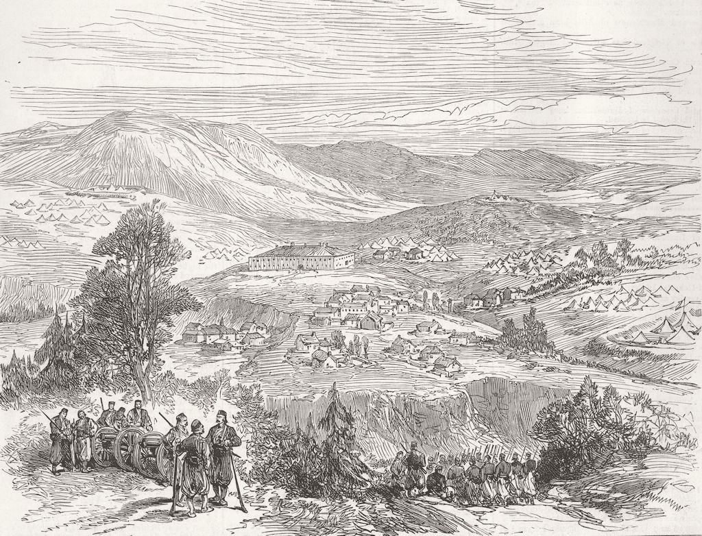 HERZEGOVINA. Metokhia, Gatschko, Montenegrin Army 1876 old antique print