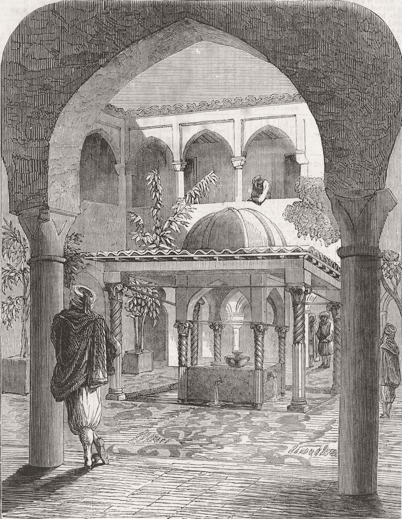 ALGERIA. Fountain, Ct of Barracks of Janissaries 1858 old antique print
