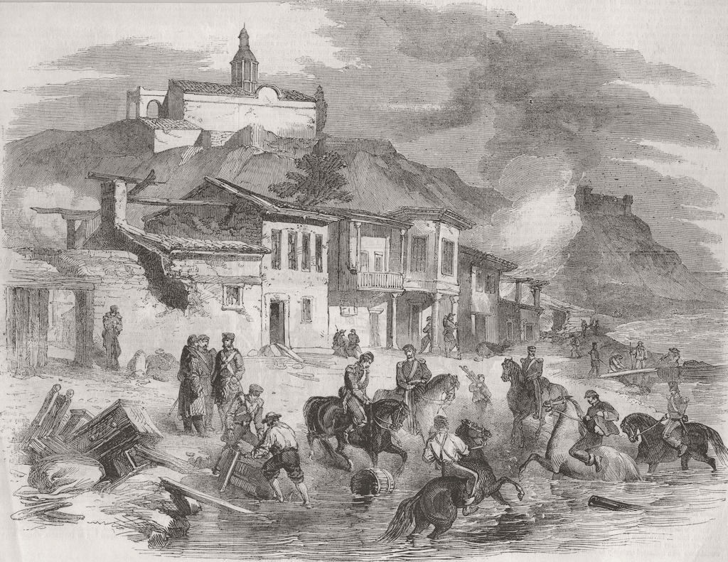 UKRAINE. Crimean War. Yenikale, after the Pillage 1855 old antique print