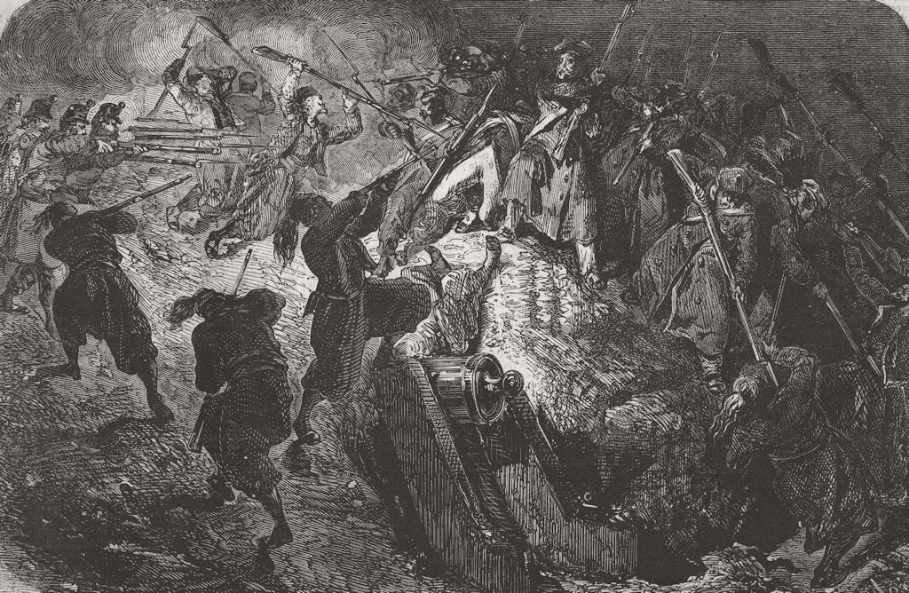 UKRAINE. Battle of Malakhov. Before Malakhov, 7,  1855 old antique print