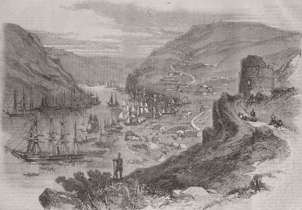 UKRAINE. Battle of Balaklava. Harbour of Balaklava 1855 old antique print