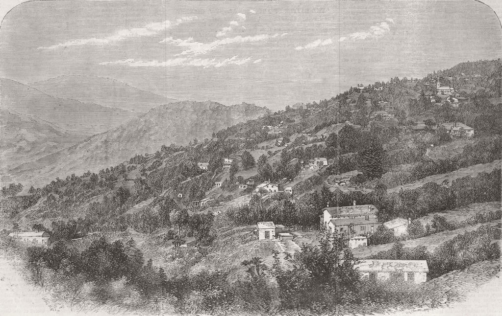 PAKISTAN. View of Murree from the Observatory Hill 1863 old antique print