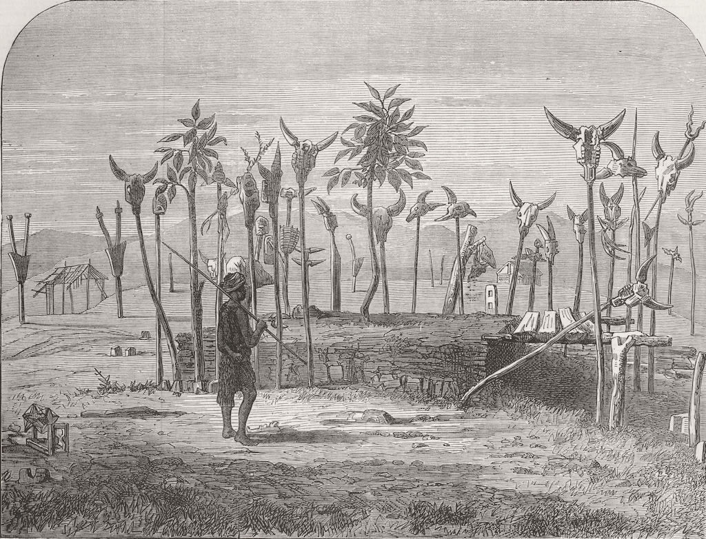 INDIA. Tomb of Voupilal, a Lushai chief 1872 old antique vintage print picture