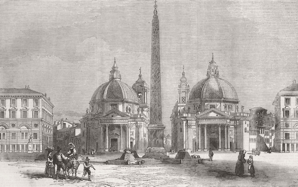 ITALY. The Piazza del Popolo, Rome(Roma) 1859 old antique print picture