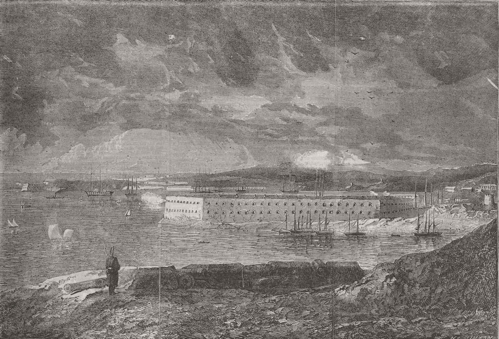 UKRAINE. Siege of Sevastopol. Fort St Nicholas 1855 old antique print picture