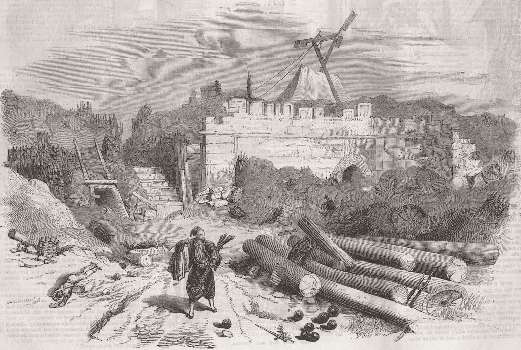 UKRAINE. French Telegraph, White Tower of Malakhov 1855 old antique print