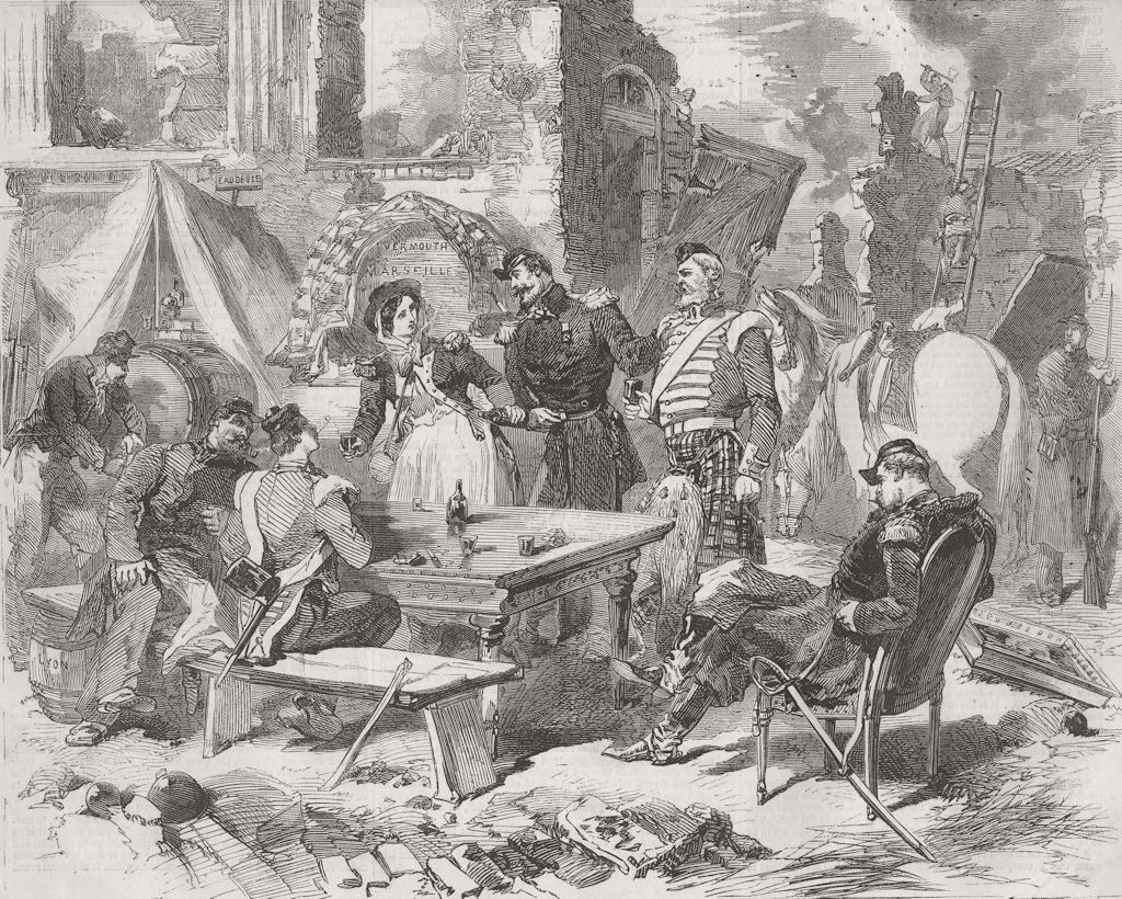 UKRAINE. Siege of Sevastopol. sketch, Sevastopol 1855 old antique print