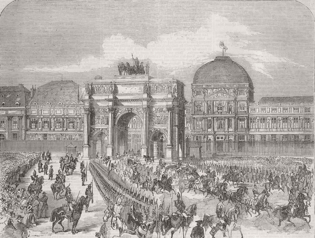FRANCE. Queen, Imperial State Carriage, Tuileries 1855 old antique print