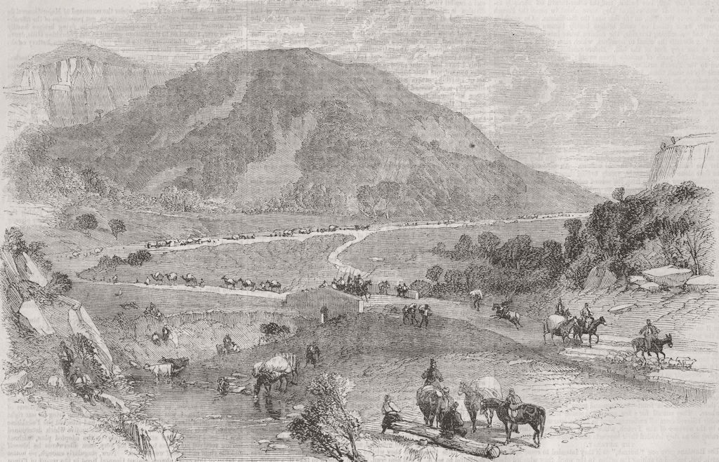UKRAINE. Valley of Chernaya-Pass of Barglar 1855 old antique print picture