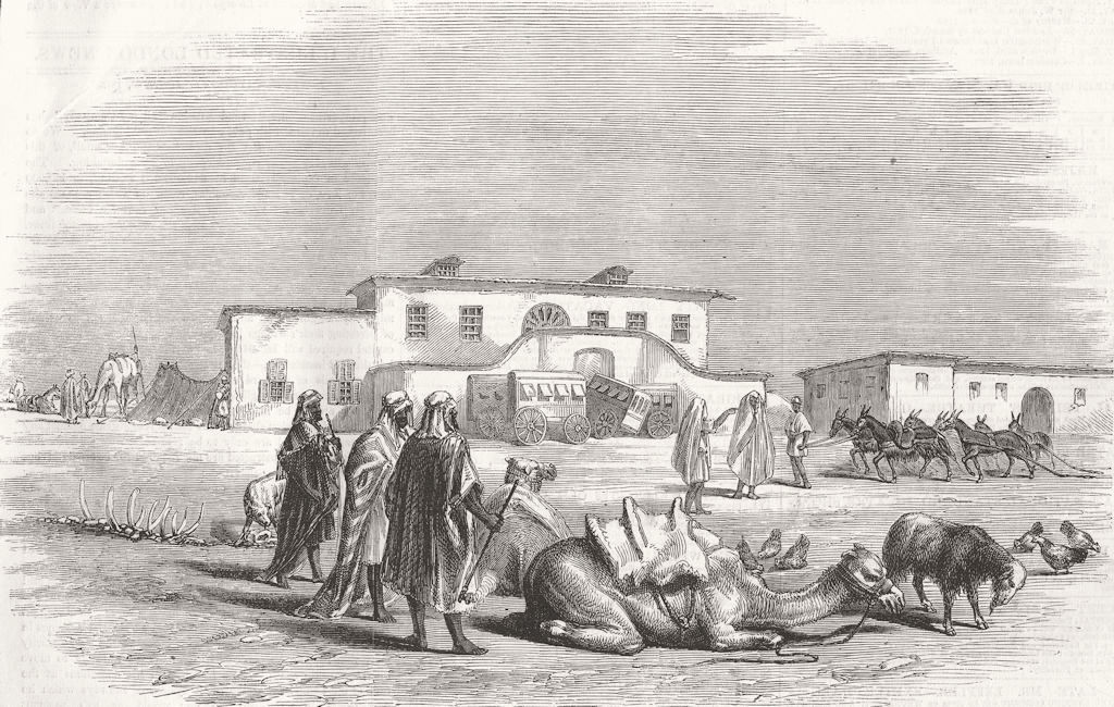 EGYPT. Station in the Desert 1857 old antique vintage print picture