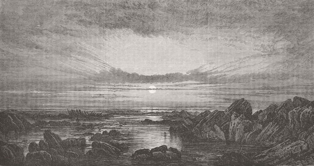 SEASCAPES. The Moonlit Shore 1868 old antique vintage print picture