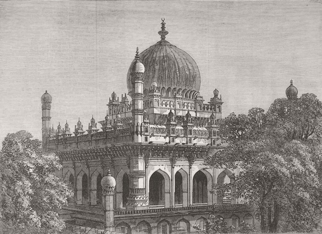 INDIA. Tomb of King Ibrahim at Bijapur, India 1871 old antique print picture