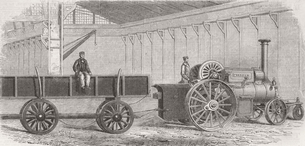 KENT. Traction-Engine; Aveling & Porter, Rochester 1863 old antique print