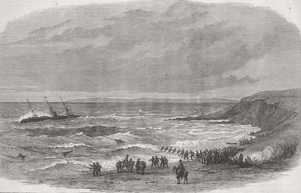 GIBRALTAR. Wreck of Ship Queen Elizabeth, Calaparra 1874 old antique print