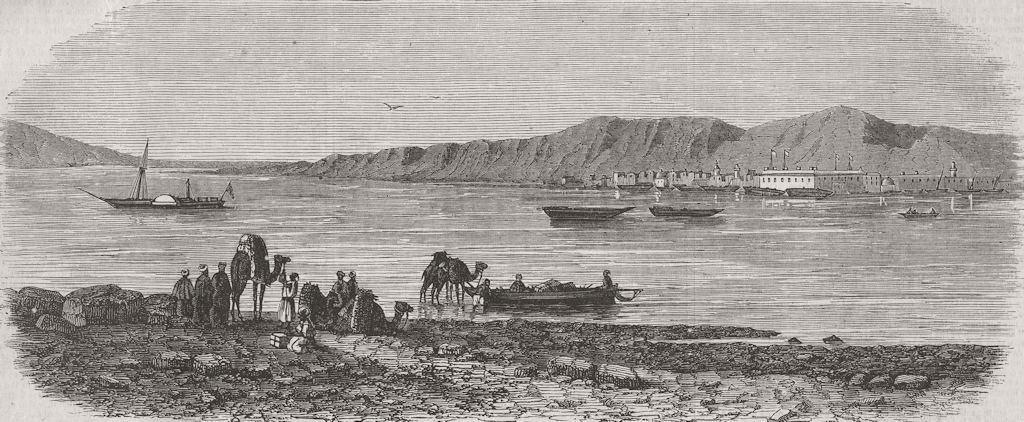 EGYPT. Canal. Suez & Red Sea, South of Isthmus 1856 old antique print picture